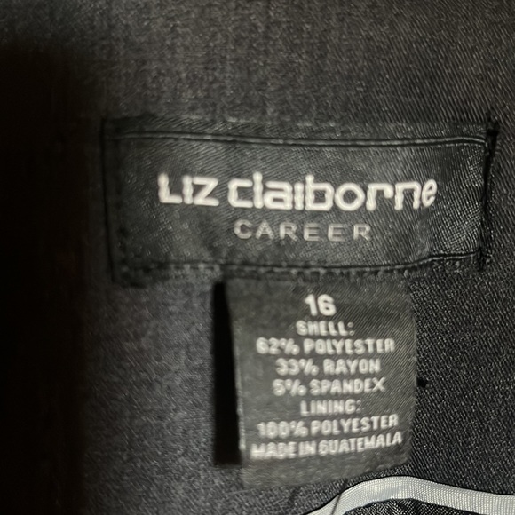 NWT Liz Claiborne charcoal blazer one button and lined - Picture 3 of 6